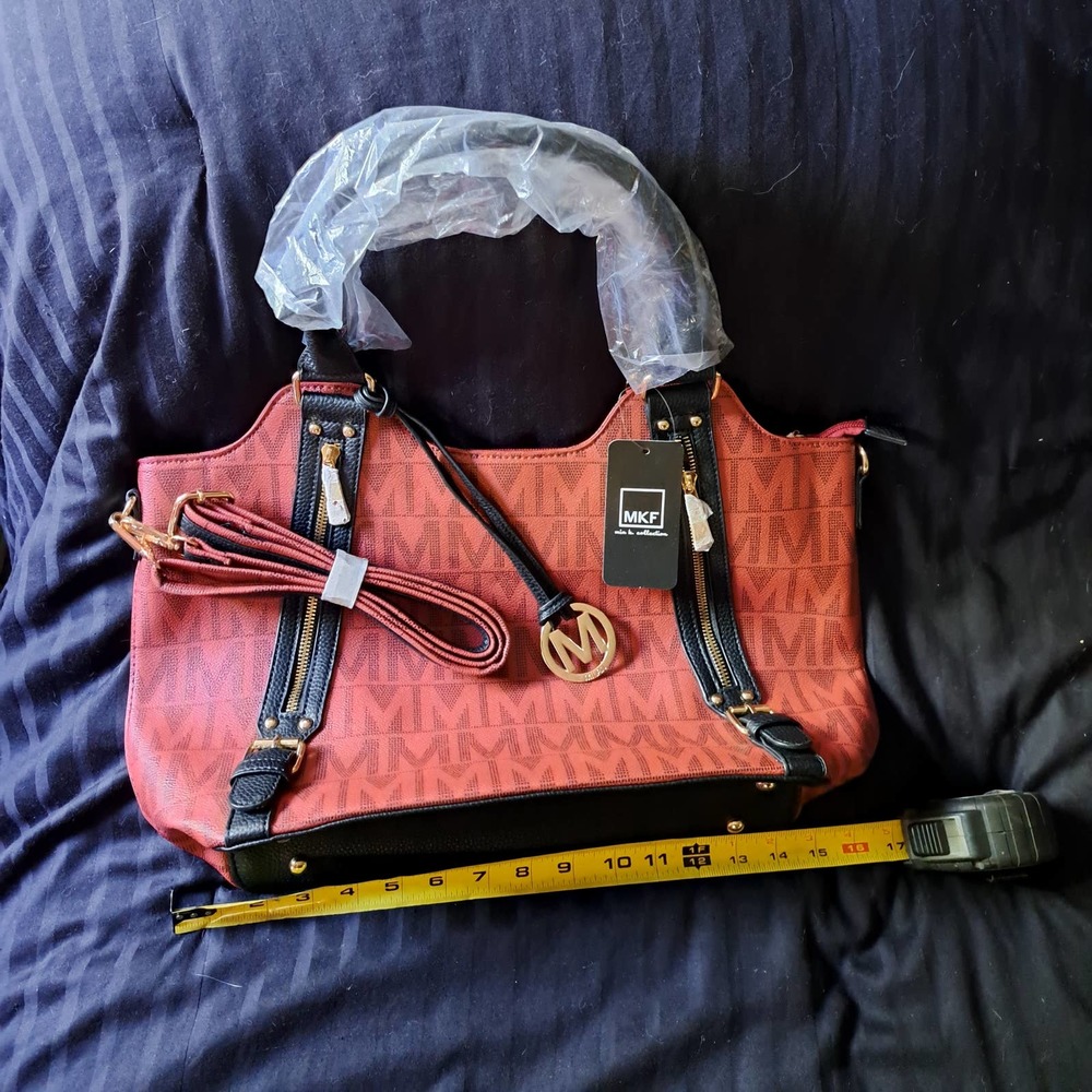 NEW Large 14 inch deep - Brick Red MJK with Top and shoulder straps Vegan - Picture 4 of 6